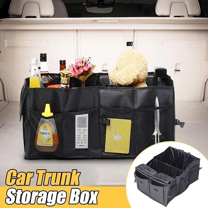 Foldable Car Trunk Organizer Large Capacity Collapsible Storage Box with Handles Multi-Compartment Oxford Fabric Bin for Vehicle SUV Cargo Accessories4