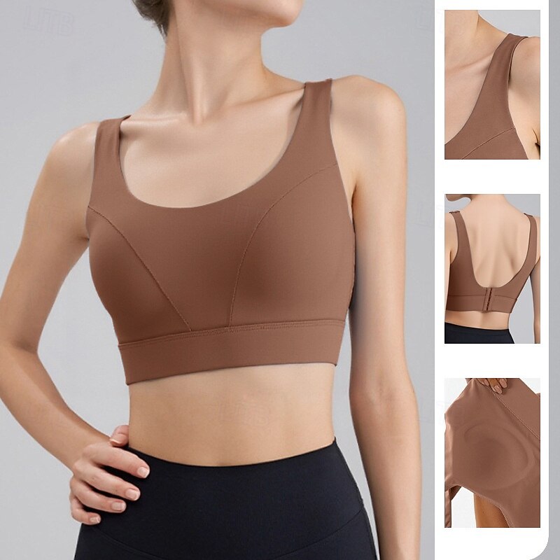 Women's Workout Tank Tops Sports Bra Underwear Medium Support Breathable Wireless Padded Solid / Plain Color Sport Activewear White Blue Gym Fitness Yoga2