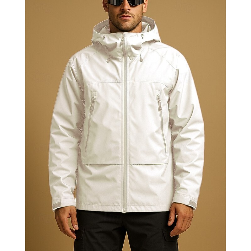 Men's Windbreaker Softshell Jacket Hiking Jacket Outdoor Waterproof Windproof Lightweight Breathable Hiking Outfits Hiking Clothes Spring Autumn / Fall Jacket Tennis Golf Running Solid Color Black4