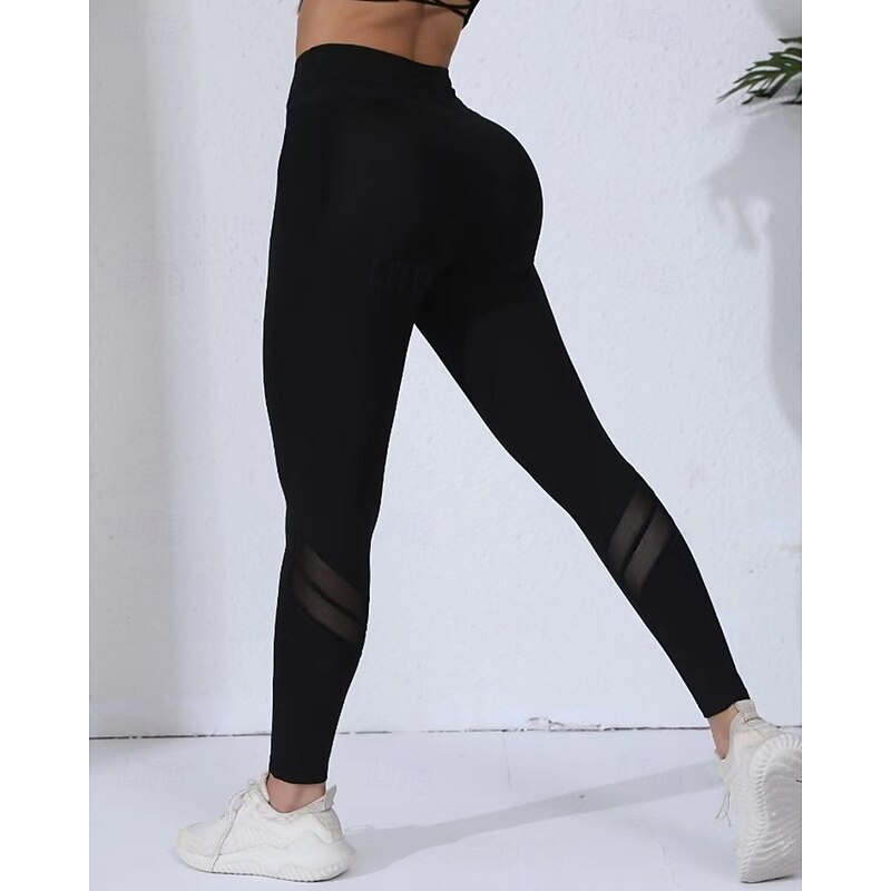 Women's Capri Leggings Yoga Leggings with Pockets Tummy Control High Waist Gym Athletic Pilates Bottoms Color Block Black Pink Fall Sports Activewear Tight Fit2