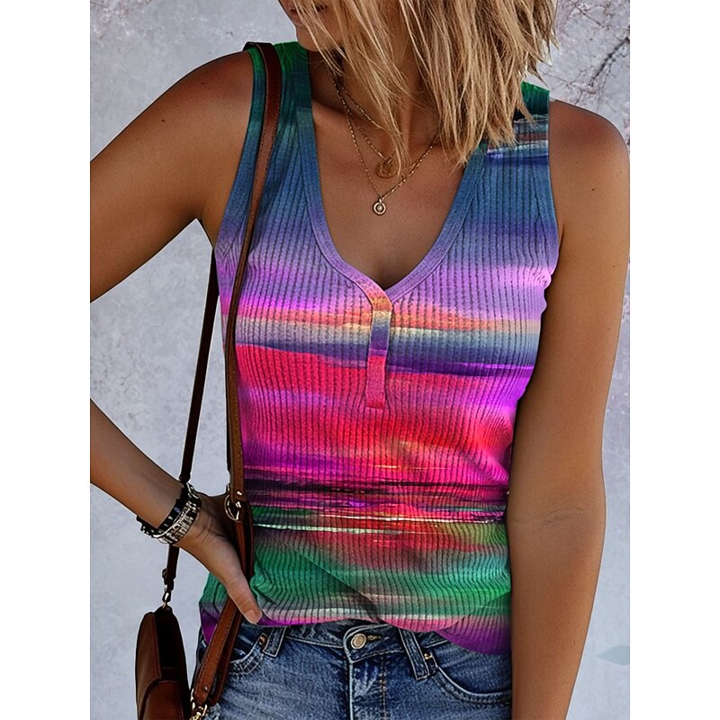 Women's Camisole Tank Top Graphic Abstract Vintage Tropical Stylish Sleeveless Sleeveless V Neck Regular Tops Daily Print Blue Fuchsia Orange Summer Spring3