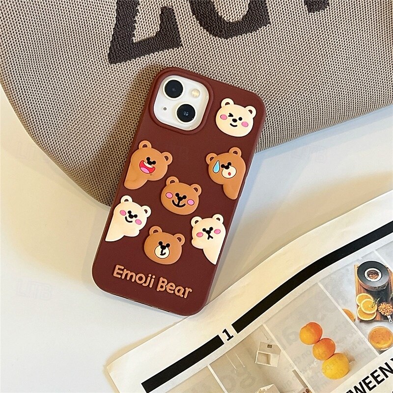 Phone Case For iPhone 16 Pro Max Plus 15 14 Pro Max Plus 13 Pro Max Back Cover Shockproof Cartoon Bear Silicone3