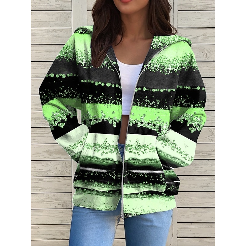 Women's Hooded Sweatshirt Jacket Long Sleeve Zip Up Hoodie With Pocket Lightweight Casual Micro-elastic Geometric Abstract Active Front Pocket Pink Navy Blue Blue Purple Green Spring Fall3