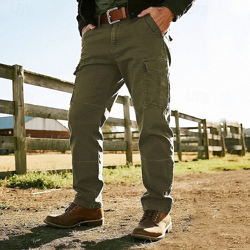 Men's Cargo Pants Trousers Hiking Pants Buttons Multi Pocket Plain Wearable Outdoor Daily Camping & Hiking Fashion Classic Black Army Green