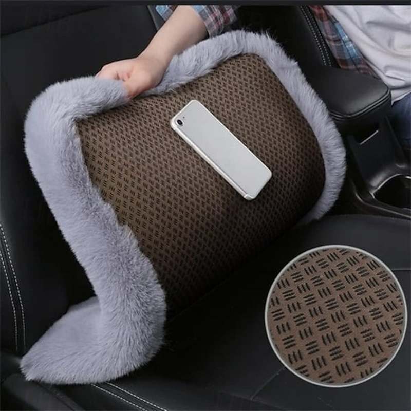 Plush Car Seat Cushion Winter Warm Fuzzy Pad Set Three Piece Non Slip Soft Thickened Faux Fur Covers for Auto Front and Rear Chairs3