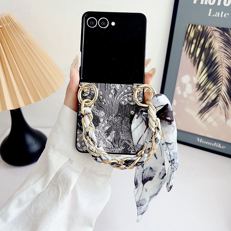 Phone Case For Samsung Galaxy Z Flip 7 Z Flip 6 Z Flip 5 Z Flip 4 Z Flip 3 Back Cover with Lanyard Shockproof Flower Floral3