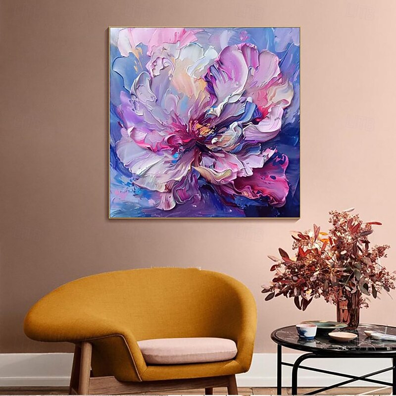 Handmade Oil Painting Canvas Wall Art Decoration Modern Abstract Thick oil Purple Large Flowers  for Home Decor Stretched Frame Hanging Painting/Rolled Frameless Unstretched Painting2