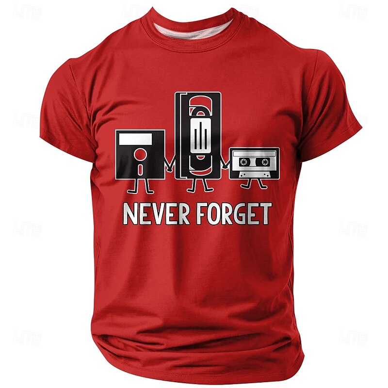 Men's Retro Tech Never Forget Floppy VHS Cassette Graphic T-Shirt4