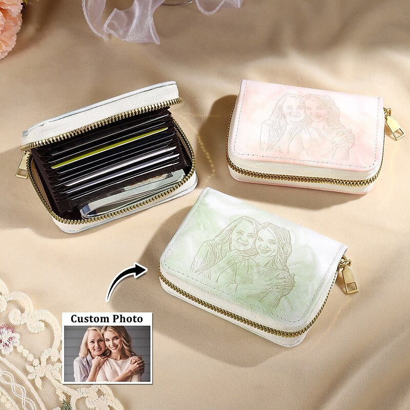 Personalized Photo Wallet Custom Gift for Women, Stylish Colorful Minimalist Coin Purse, Waterproof PU Material, Lightweight Gift for Girls and Girlfriends