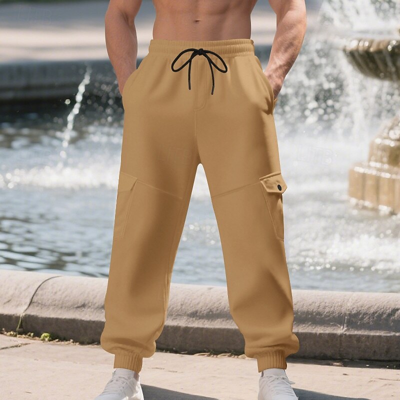 Men's Athletic Pants Sweatpants Joggers Cargo Sweatpants Pocket Elastic Waist Drawstring Plain Comfort Sports Outdoor Daily Fashion Casual ArmyGreen Black Micro-elastic4