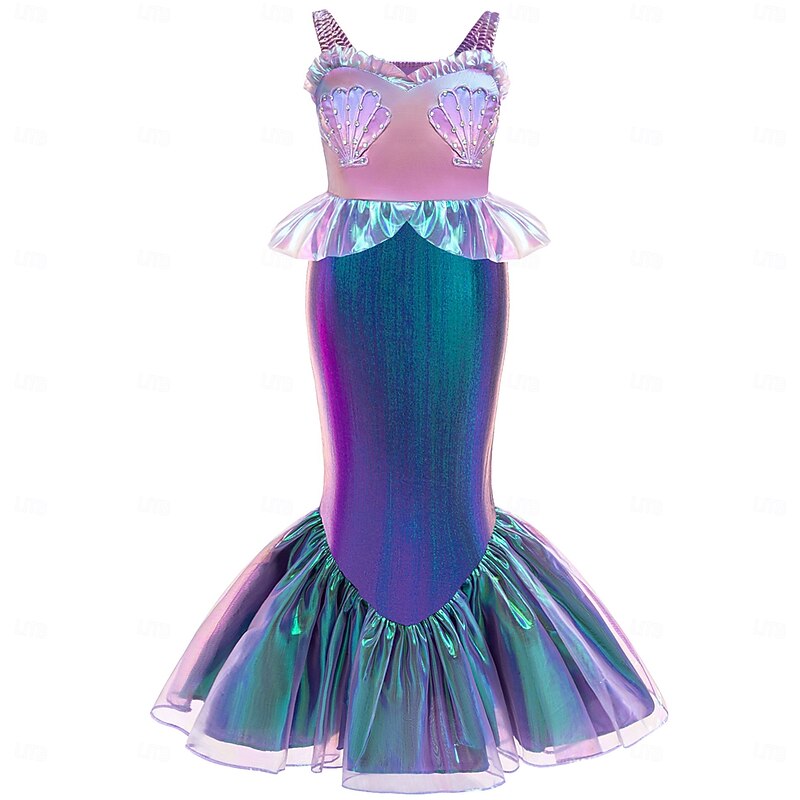 The Little Mermaid Fairy Tale Princess Ariel Dress Costume Storybook Characters Cosplay Movie Cosplay for Girls' Kid's Halloween Carnival World Book Day Performance Educational Dress Up School Event2