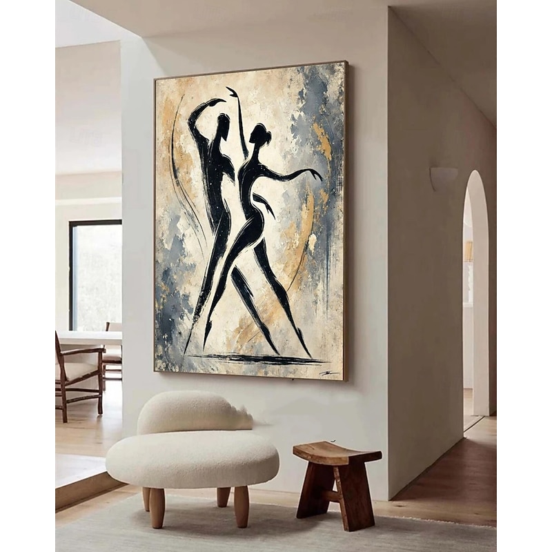 Handmade Oil Painting Canvas Wall Art Decoration Simple Abstract Dance Character for Home Decor Stretched Frame Hanging Painting/Rolled Frameless Unstretched Painting3