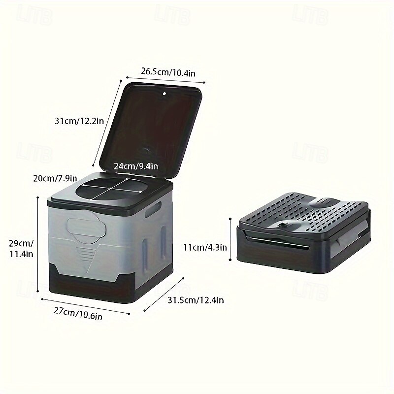 Portable Car Toilet with Integrated Waste Bin - Durable PP Material Ideal for RVs Outdoor Camping & Emergency Situations - Sleek Design with Ventilation Slits RV Toilets3