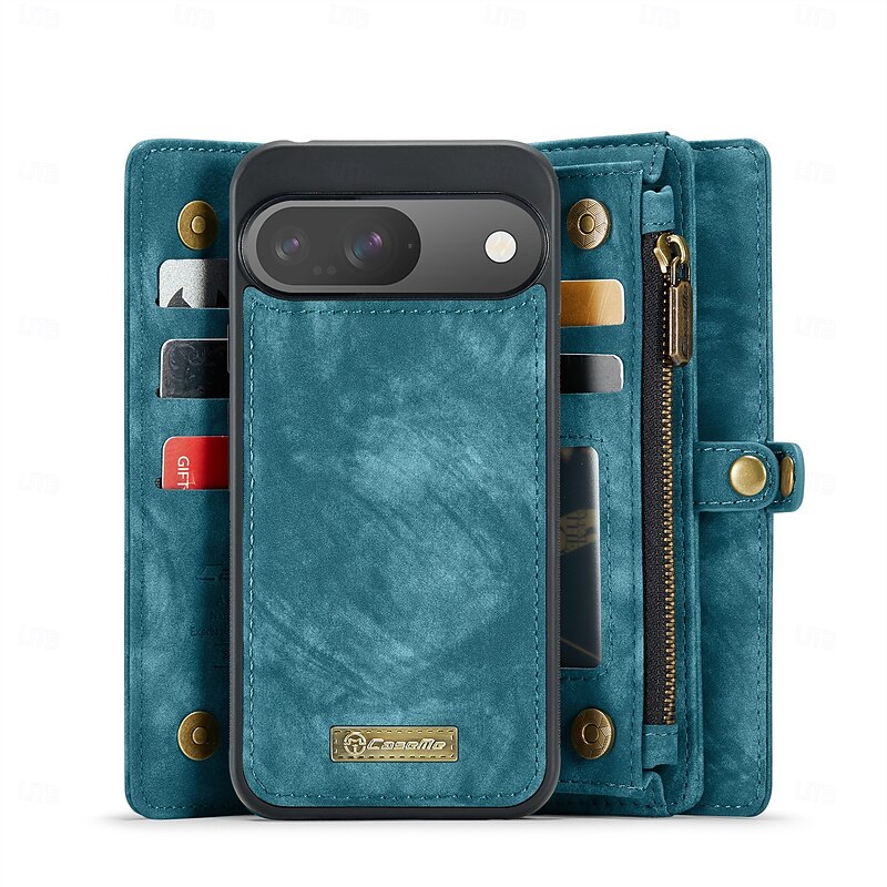 Phone Case For Google Pixel 9 Pro Pixel 9 Pro XL Pixel 9 Pixel 9a Wallet Case Detachable Zipper with Wrist Strap TPU PU Leather3