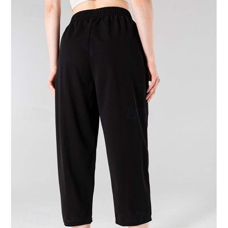 Women's Plus Size EU / US Size Tapered Carrot Pants Casual / Sporty Buddha Pants Ankle-Length Mid Rise Solid Colored Harem Comfortable Sports Micro-elastic Casual Daily Black 1# Spring, Fall, Winter2