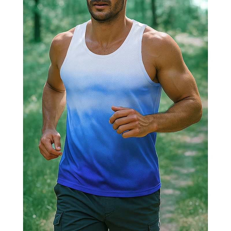 Men's Running Tank Top Gym Tank Top Sleeveless Top Graphic Quick Dry Lightweight Breathable Gym Workout Tennis Golf Sportswear Activewear Pink Blue Purple