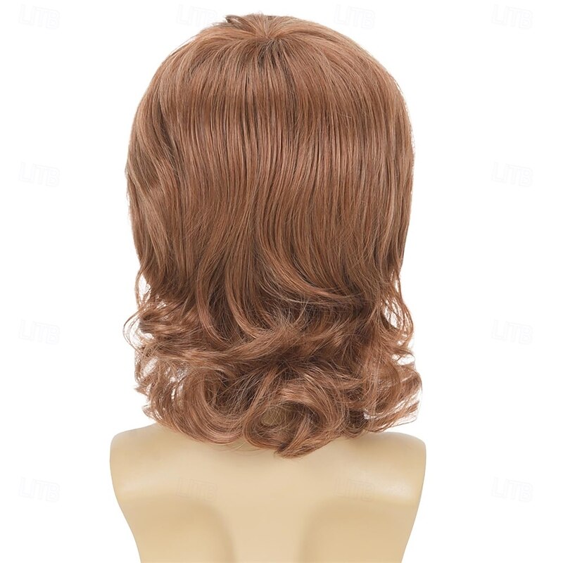 Shaggy Wig Men Short Wavy Brown Wig 60s 70s Male Rocker Costume Wig for Halloween Cosplay Party4
