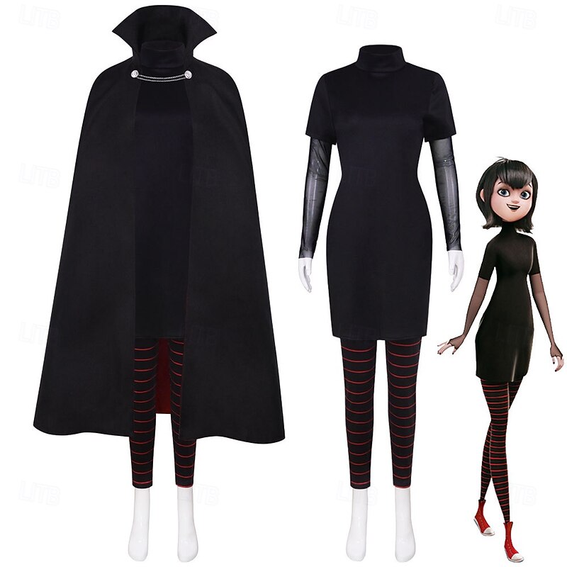 Hotel Transylvania Vampire Mavis Dracula Dress Cloak Outfits Adventure Movie Cosplay Movie Cosplay for Women's Girls' Kid's Adults' Halloween Carnival World Book Day Performance Educational Dress Up