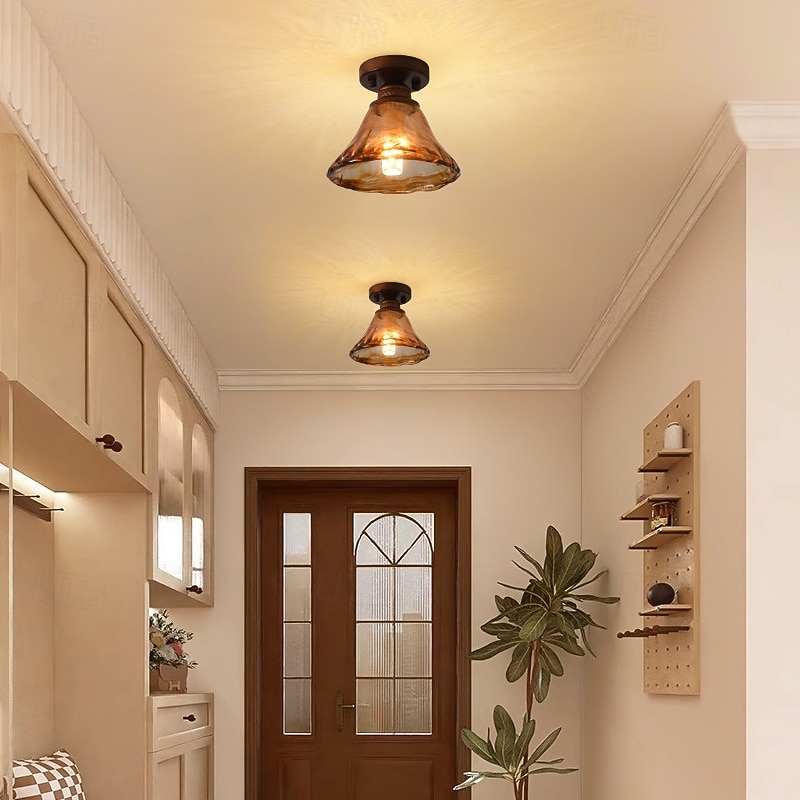 Retro Glass Aisle Ceiling Lamp White Marble Ceiling Lamp Ceiling Chandelier Semi Flush Mount Ceiling Light Fixture 85-265V2