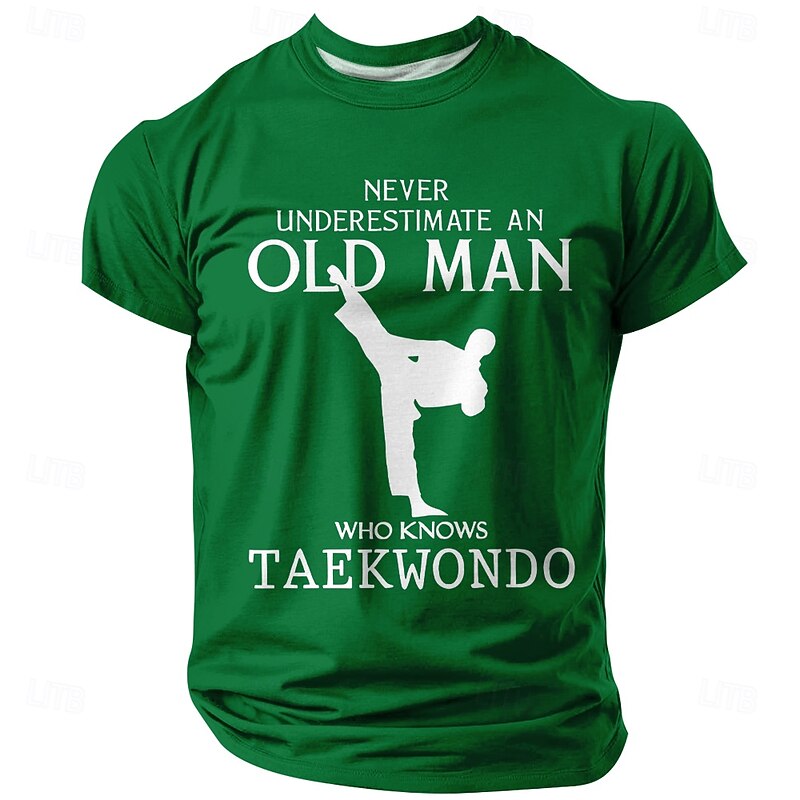 Men's Taekwondo Graphic T-Shirt - Never Underestimate An Old Man Who Knows Taekwondo Short Sleeve Tee2