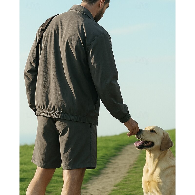 Men's Tracksuit Sweatpants Zip Up Sweatshirt Zipper Pocket Solid Colored Clothing Suit Summer Black Red Fishing Hiking Outdoor Sun Protection Windproof Lightweight Long Sleeve Sport Activewear2