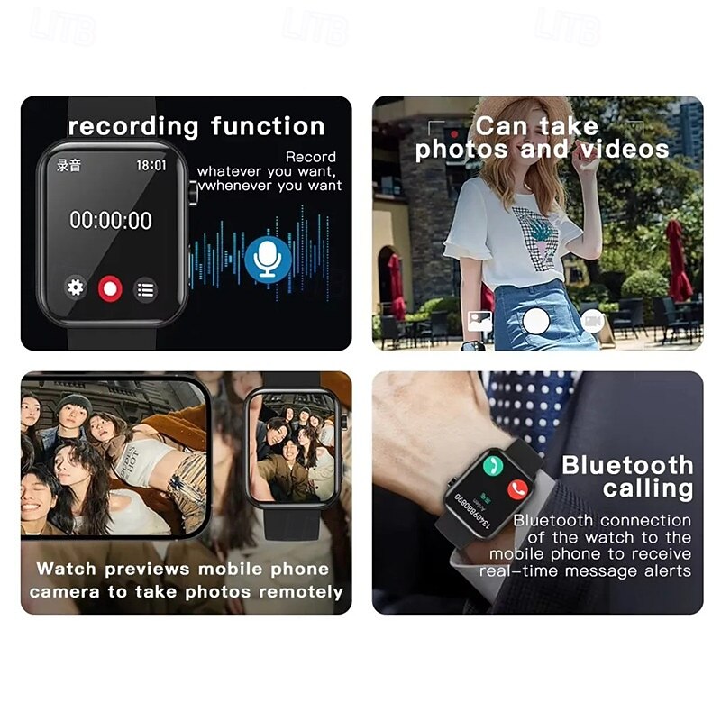 P51 Smart Watch with Camera Take Photo Funtion BT Calling Recording 512M Memory Local Music Player Men Women Smartwatch4