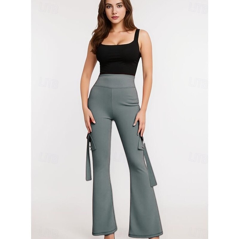 Women's High-waisted Peach Sculpt Yoga Butt Lifting Athletic Leisure Quick-Dry Flared Utility Pocket Leggings2