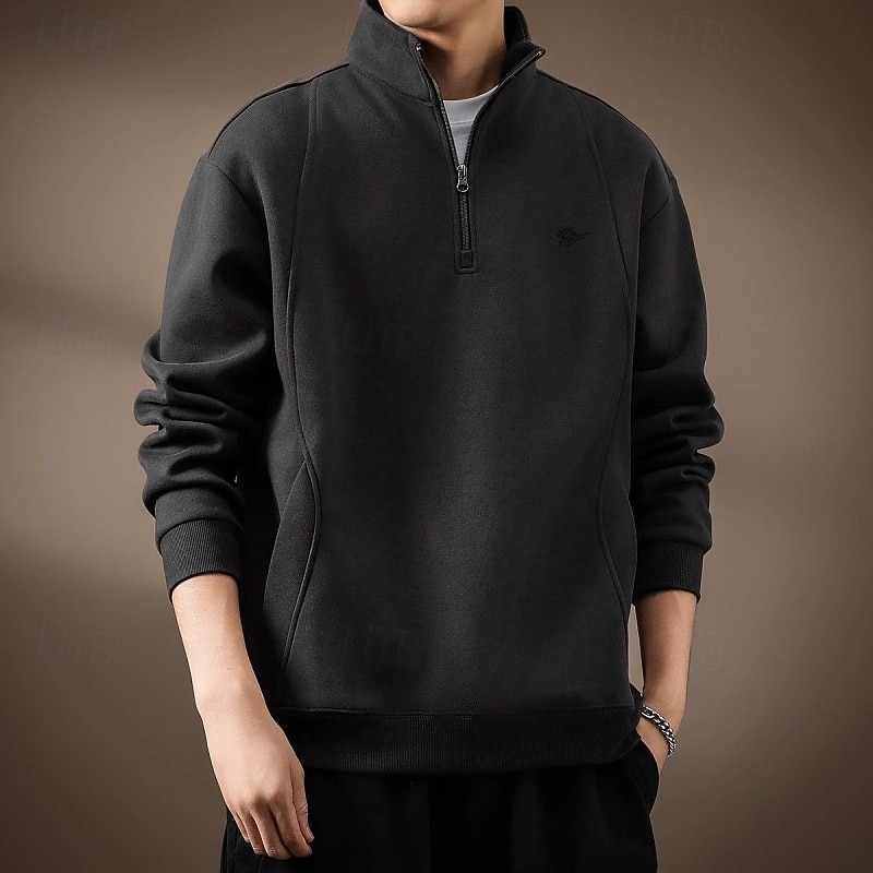 Men's Sweatshirt Quarter Zip Sweatshirt Black Dark Gray Coffee Half Zip Plain Sports & Outdoor Daily Holiday Streetwear Basic Casual Spring Fall Clothing Apparel Hoodies Sweatshirts  Long Sleeve4