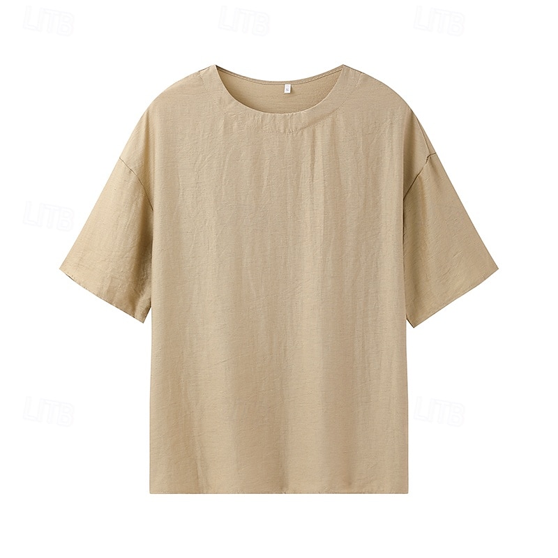 Women's Cotton Linen Sets Two Piece Sets Basic Pure Color Pocket Elastic Waist T Shirt Pant Street Daily Long Sleeve Crew Neck Black White Navy Blue Light Brown Blue Summer Spring3