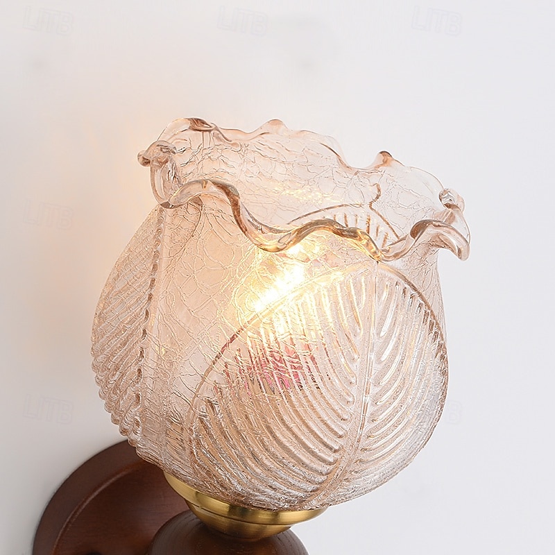 Wall Sconce Glass, Modern Wall Light Fixtures, Farmhouse Wall Sconces with Clear Glass Shade, Wall Lights for Living Room, Bedroom, Stair, Bathroom, Hallway 110-240V4