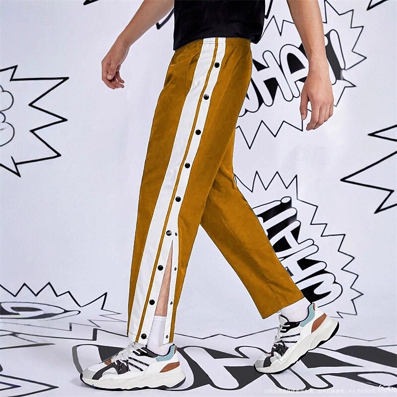 Men's Athletic Pants Sweatpants Tear Away Pants Trousers Pocket Elastic Waist Drawstring Color Block Comfort Sports Outdoor Daily Fashion Casual Black White Micro-elastic4