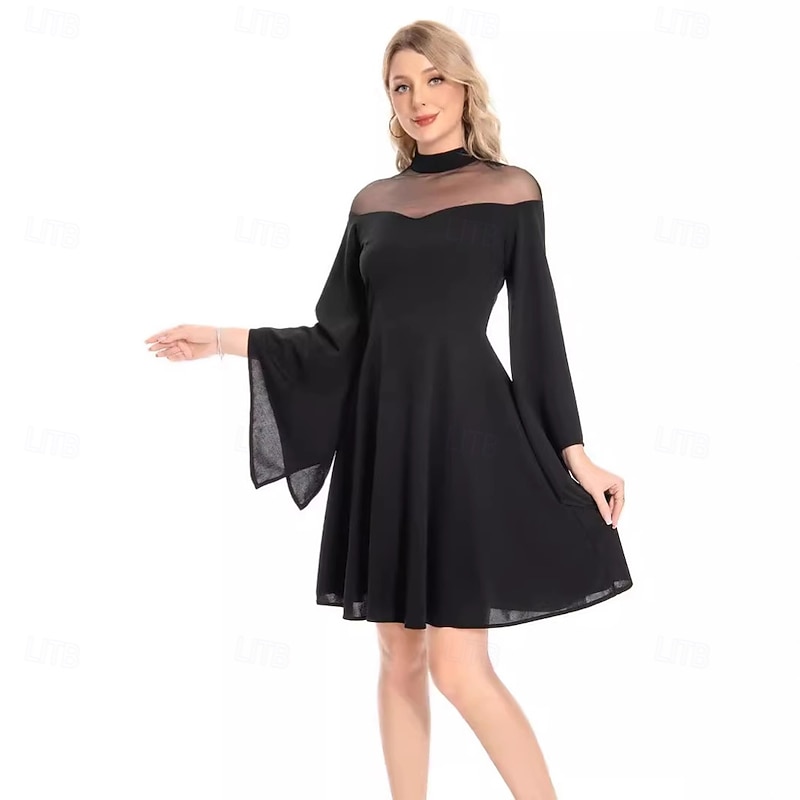 Retro Vintage 1950s Rockabilly Midi Cocktail Dress A Line Dress Flare Dress Bell Sleeve A-Line Fancy Dress Women's Vacation Homecoming Party & Evening Adults' Dress Fall Spring & Summer4