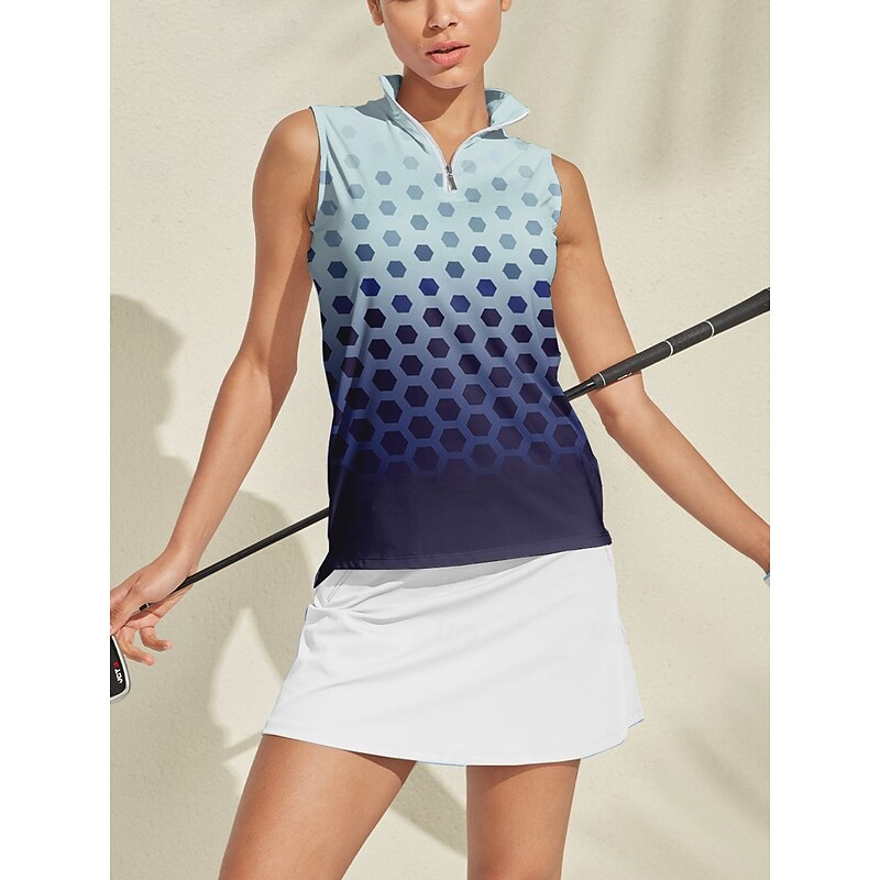 Women's Golf Polo Shirt Navy Blue Sleeveless Top Ladies Golf Attire Clothes Outfits Wear Apparel4