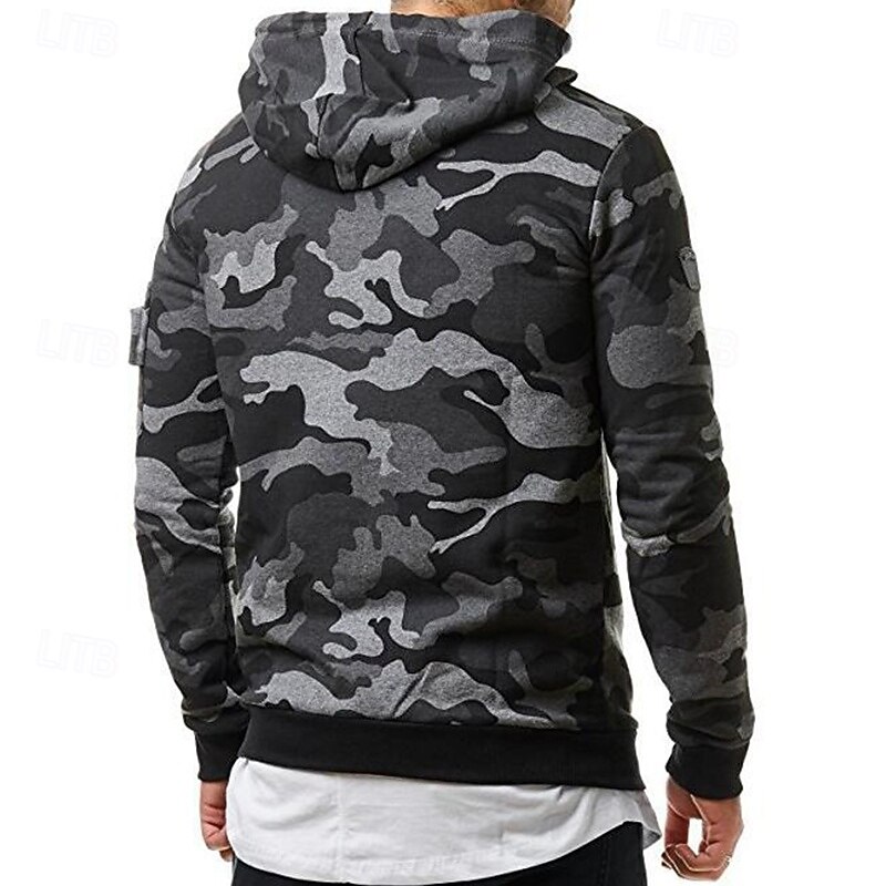Men's Hoodie Pullover Hoodie Sweatshirt Fleece Hoodie Tactical Hoodie Green Gray Hooded Camouflage Pocket Sports & Outdoor Daily Streetwear Casual Workout Athletic Fall Clothing Apparel Hoodies2