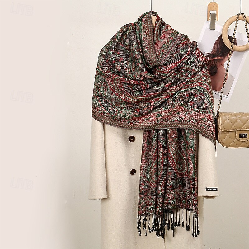 Women's Rectangle Scarf Women's Shawls & Wraps Street Daily Date Black Purple Scarf Flower2