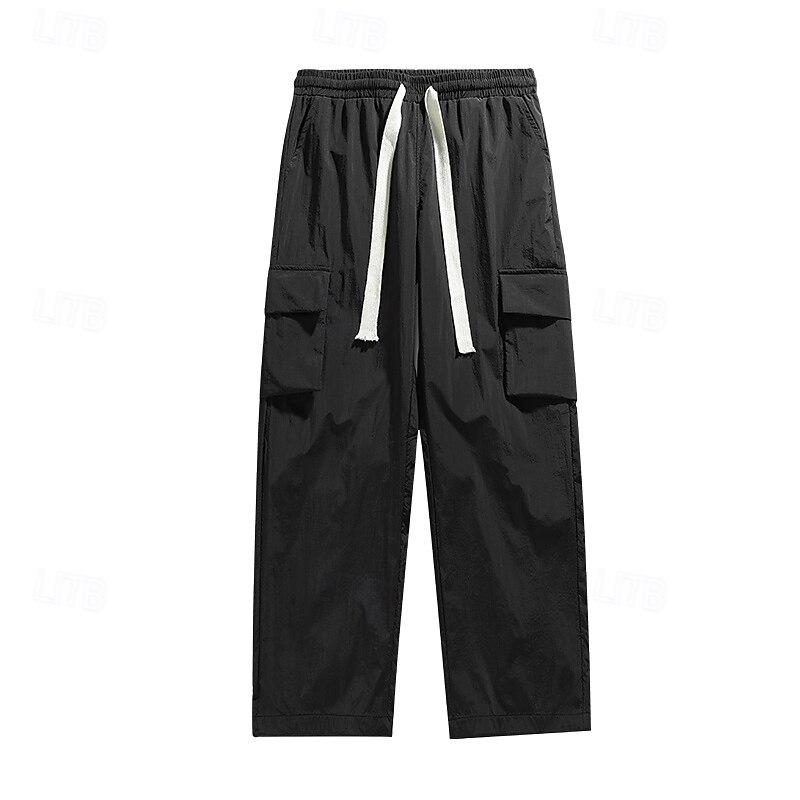 Men's Cargo Pants Trousers Baggy Pants Casual Pants Pocket Elastic Waist Drawstring Plain Soft Sports Full Length Sports Outdoor Daily Weekend Basic Classic Loose Fit Black 1# Blue