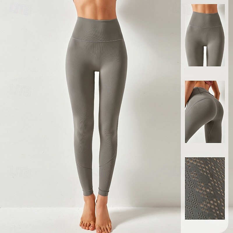 Women's Capri Leggings Yoga Leggings with Pockets Tummy Control High Waist Gym Workout Athletic Bottoms Solid Color Blue Purple Orange Fall Sports Activewear Tight Fit3