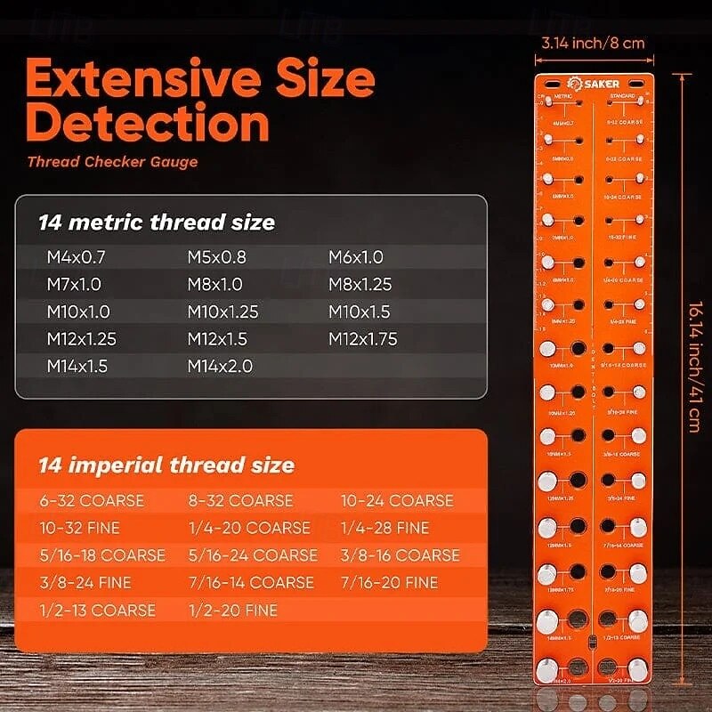 Nut and Bolt Thread Checker Precision Screw Nut Thread Gauge Tool Durable Measurement Ruler for Identifying Screw Sizes and Bolt Thread Pitch3