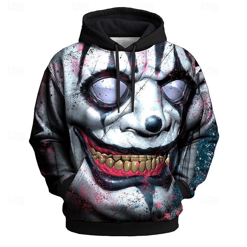 Men's GraphicTom Wood  Joker Hoodies Sweatshirt Hoodie Hooded Sweatshirt Crew Neck Punk Club Streetwear Black Drawstring Graphic Fall Winter Designer