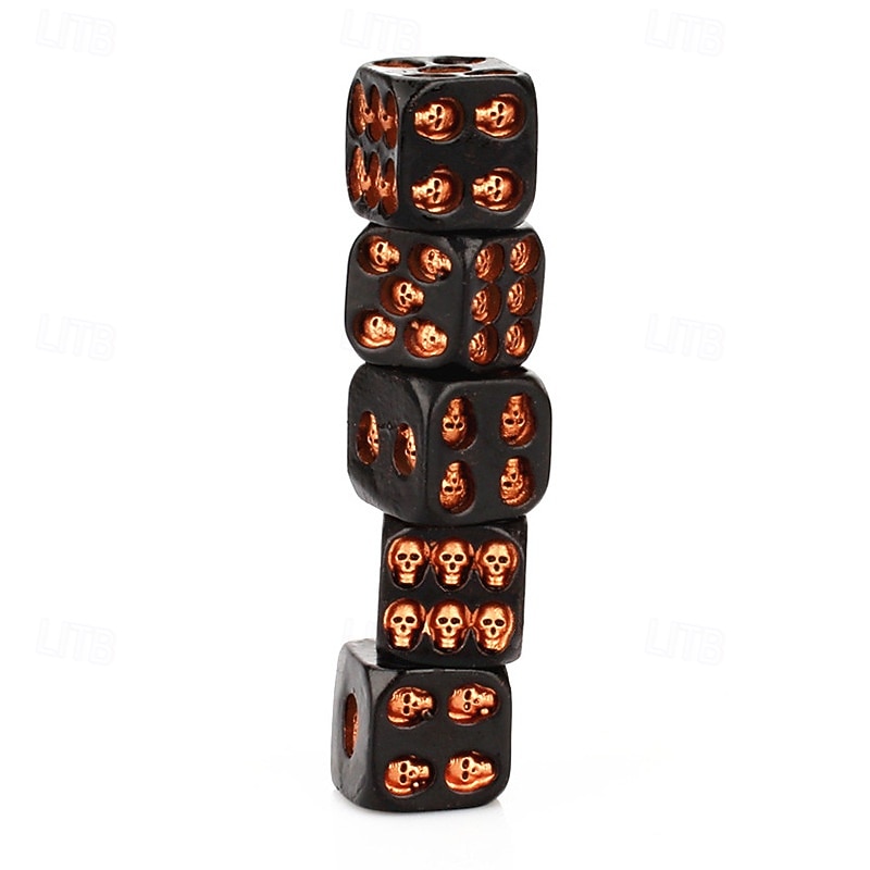5pcs/Set Halloween Skull Resin Dice Gold and Silver Skull Design Gaming Dice Set for Bar Party Nightclub Board Games Unique Gothic Resin Craft Accessories4
