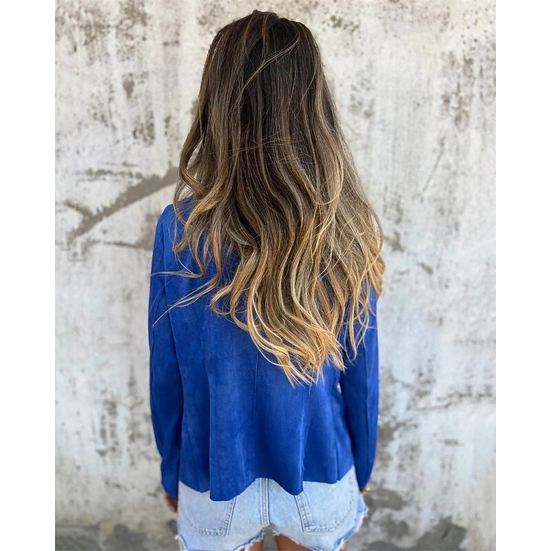 Women's Coat Casual Jacket Comfortable Breathable Slim Fit Fashion Modern Casual Plain Going out Weekend Zipper Regular Shawl Collar Regular Fit Long Sleeve Outerwear Black Yellow Red Spring Fall3