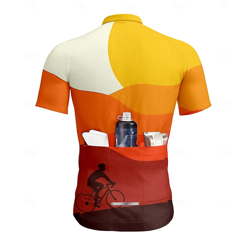 Men's Cycling Jersey with Bib Tights Cycling Jersey with Tights Cycling Jersey Graphic Geometric Short Sleeve Bike Jersey Top with 3 Rear Pockets UV Resistant Quick Dry Front Zipper Reflective Strips2