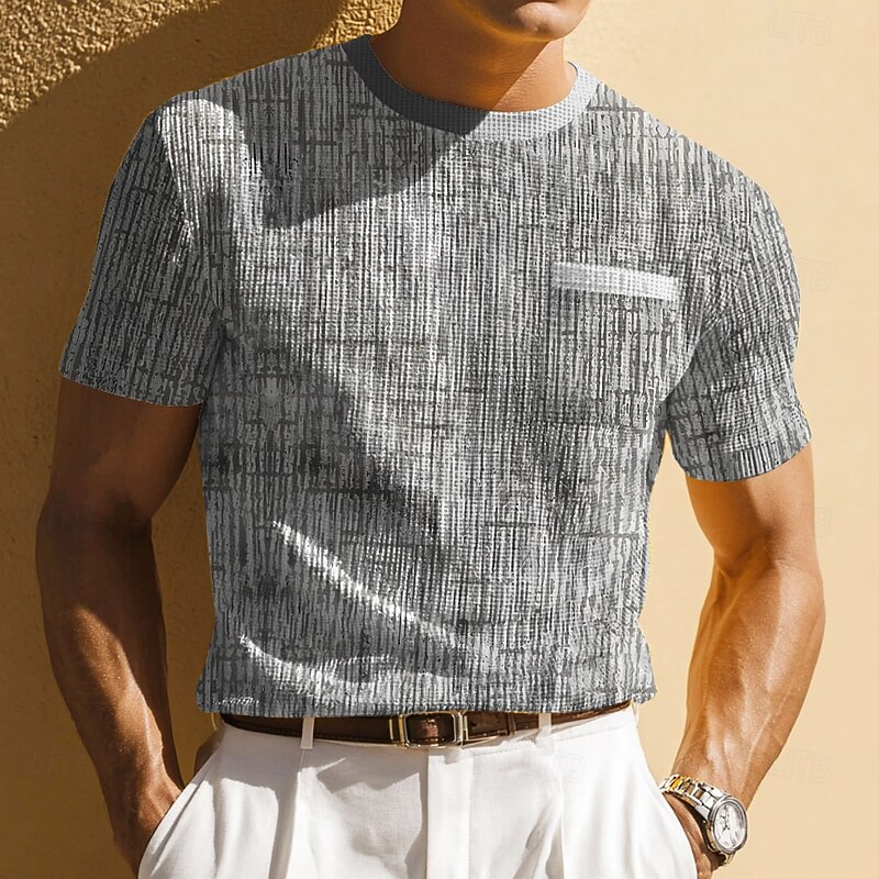 Men's Geometric Waffle Shirt Short Sleeve T shirt 3D Print Crew Neck Shirt Fashion Daily Designer Street Casual Daily Blue Green Gray Summer Spring Clothing Apparel S M L XL XXL XXXL3