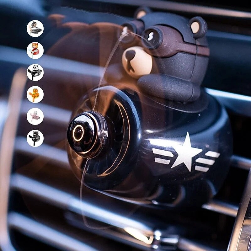 Animal Car Air Freshener Cute Cartoon Bear Vent Clip Solid Perfume Auto Interior Decoration Long-Lasting Car Scent Accessories for Women and Kids