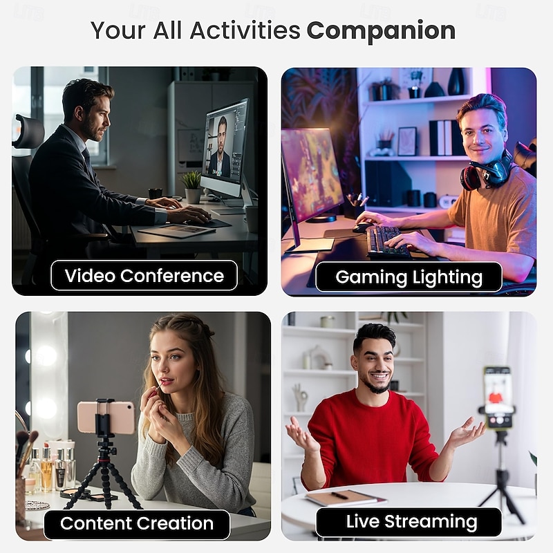 Rechargeable Clip-On Video Conferencing Light with Remote and Touch Control Adjustable 3 Lighting Modes for Zoom Calls and Video Recording3