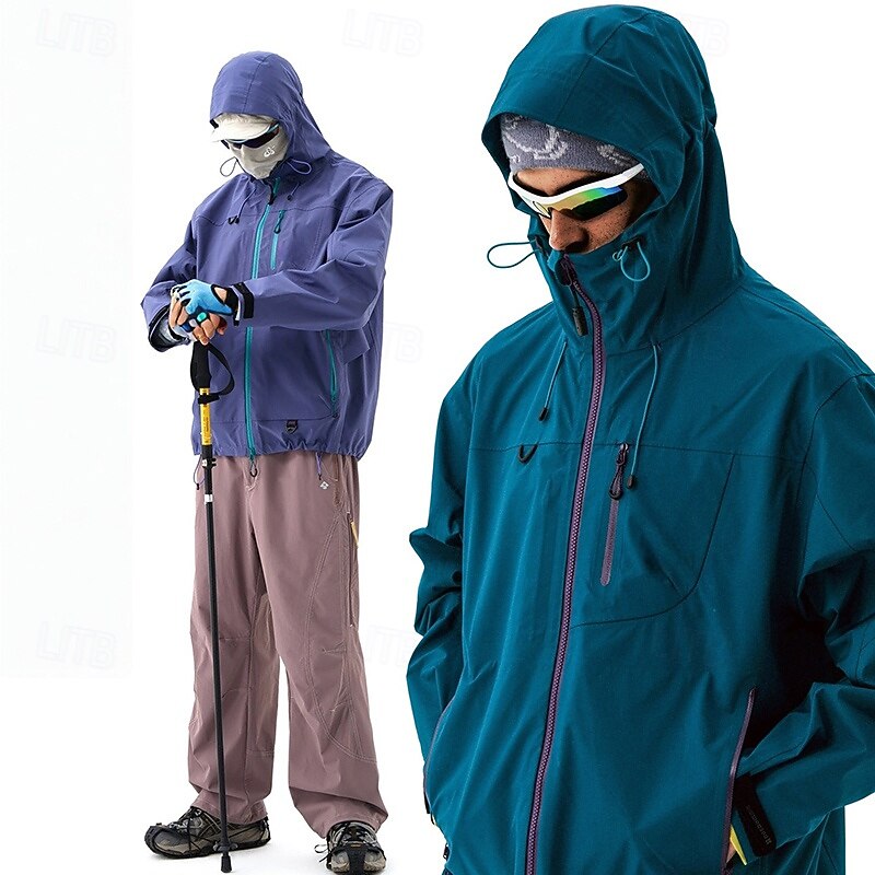 Men's Windbreaker Softshell Jacket Hiking Jacket Outdoor Waterproof Windproof Hiking Outfits Hiking Clothes Winter Autumn / Fall Top Camping / Hiking / Caving Running Solid Color Black Pink Blue