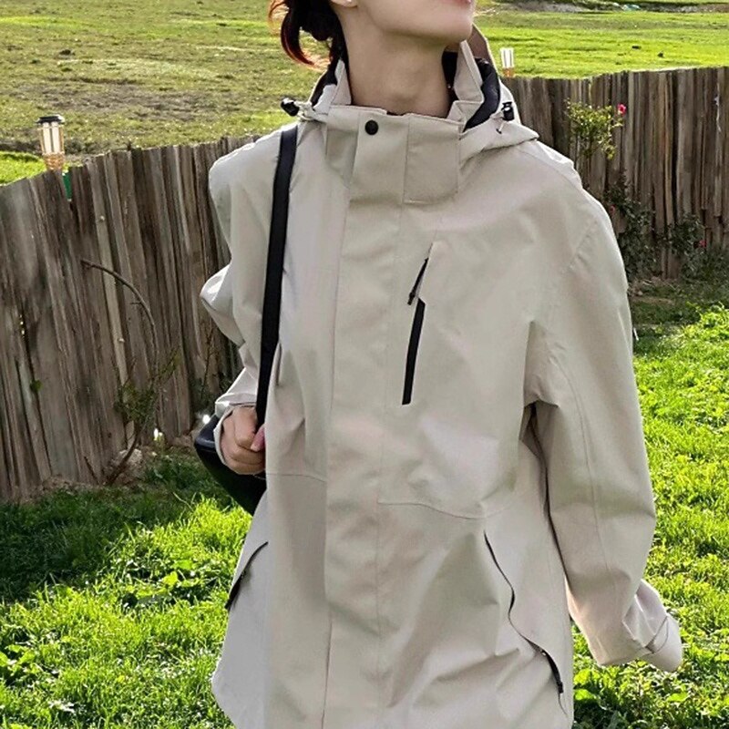 Women's Softshell Jacket Hiking Jacket Thermal Jacket Outdoor Waterproof Windproof Hiking Outfits Hiking Clothes Winter Autumn / Fall Top Camping / Hiking / Caving Running Solid Color Black Red Khaki2