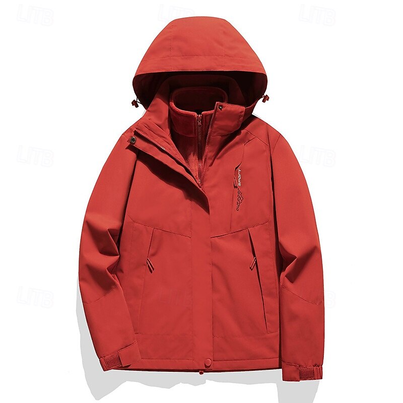 Men's Softshell Jacket Hiking Jacket Thermal Jacket Outdoor Waterproof Windproof Hiking Outfits Hiking Clothes Winter Autumn / Fall Top Camping / Hiking / Caving Running Solid Color Red Purple Green2