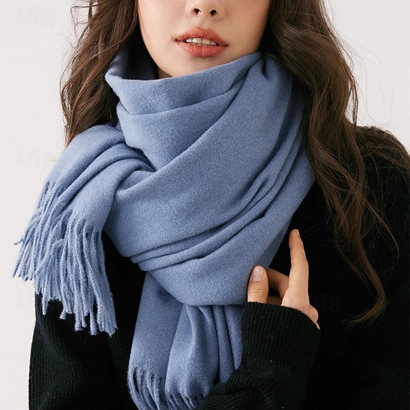 Women's Rectangle Scarf Street Daily Date Wine Red Scarf Pure Color