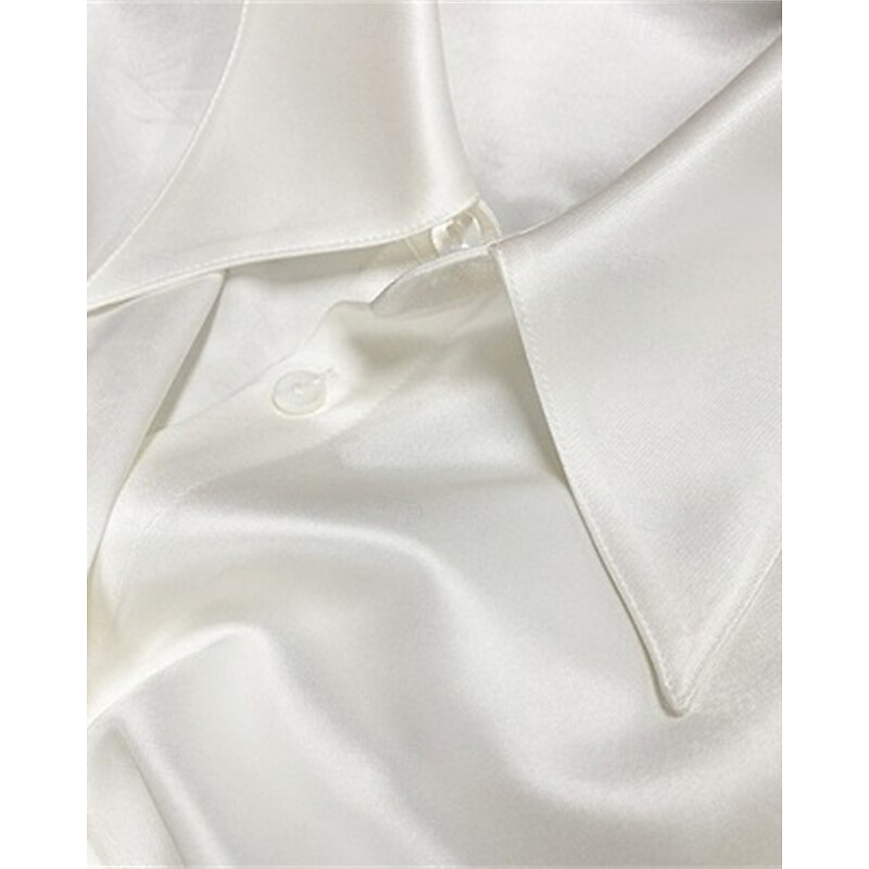 Women's Shirt Plain Stylish Modern Long Sleeve Shirt Collar Regular Tops Daily Holiday Buttons Black White Green Spring Fall3